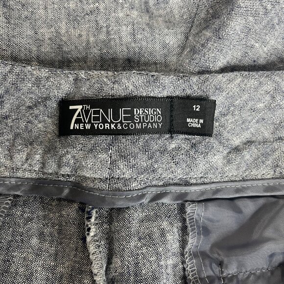 7th Avenue NY & Co  Linen Blend Pants Womens Size 12 Light Blue - Picture 6 of 8